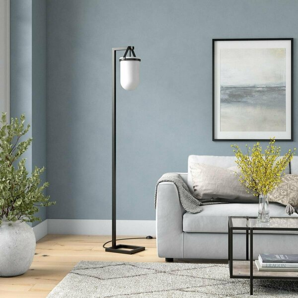 Henn & Hart Shiloh Floor Lamp with White Milk Glass Shade, Blackened Bronze FL1116